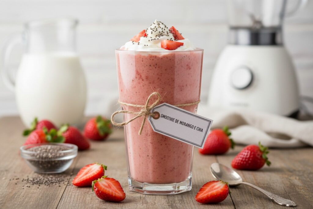 smootie de morango e chia
