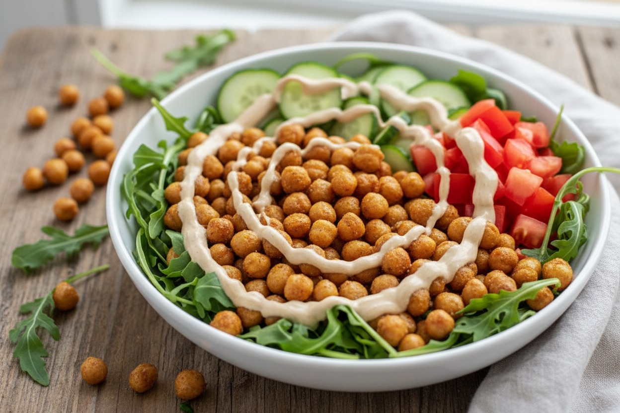 Bowl de Grão-de-Bico Crocante: Textura, Sabor e Proteína Vegetal em um Prato Só